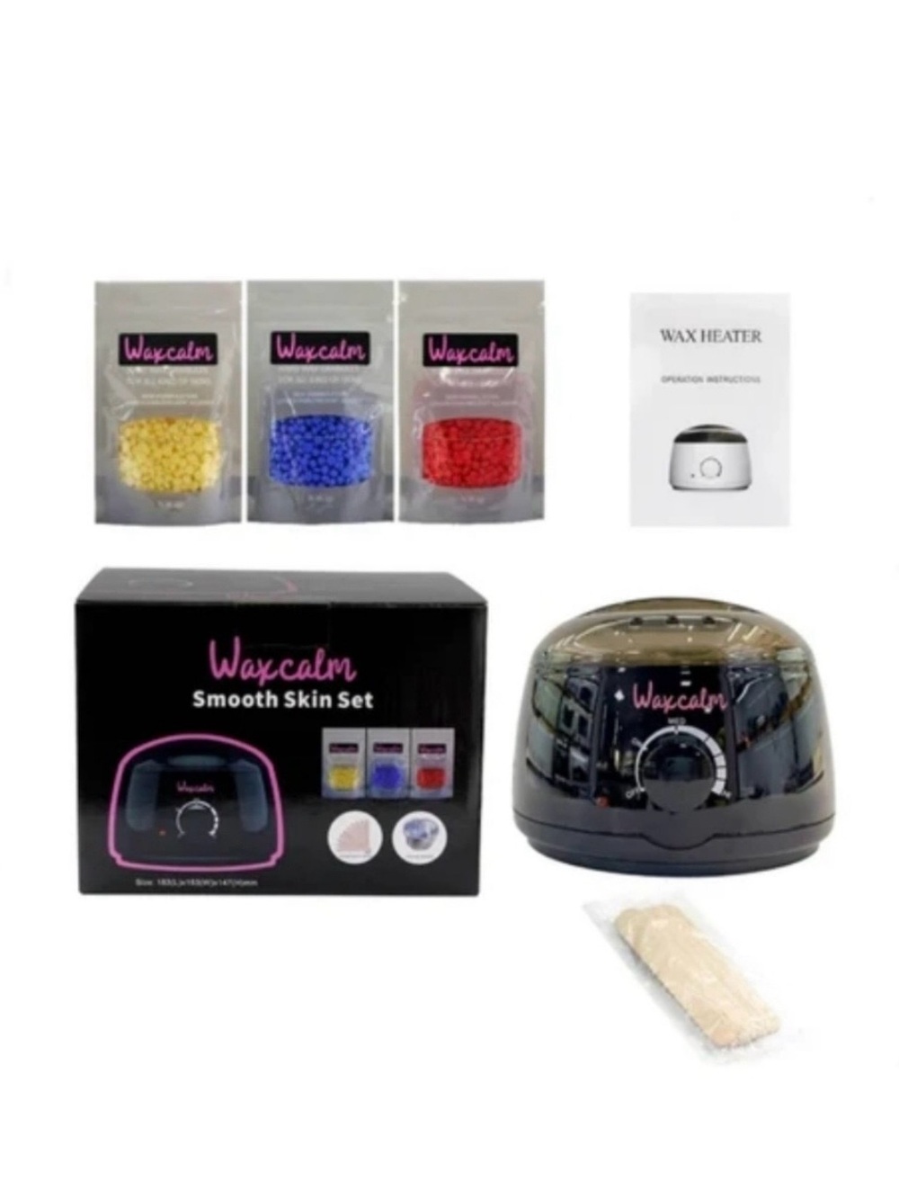 Waxcalm Smooth Skin Wax Heater Set — Black with Pink Logo